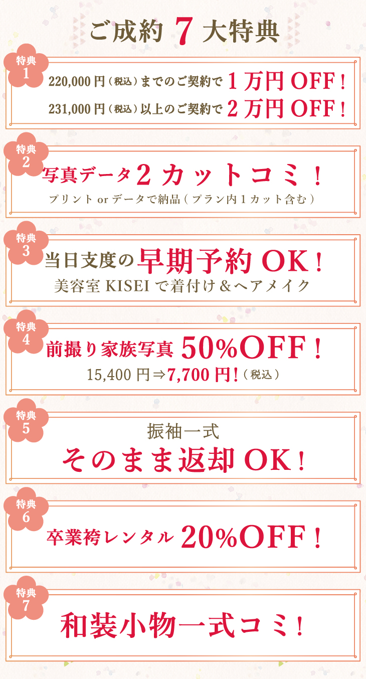 KISEIマリアージュの成人展示会特典